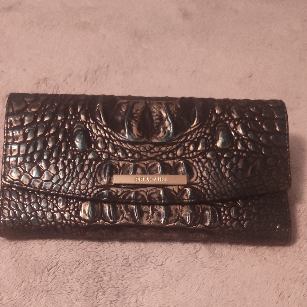 Brahmin Black Crocodile Texture Wristlet